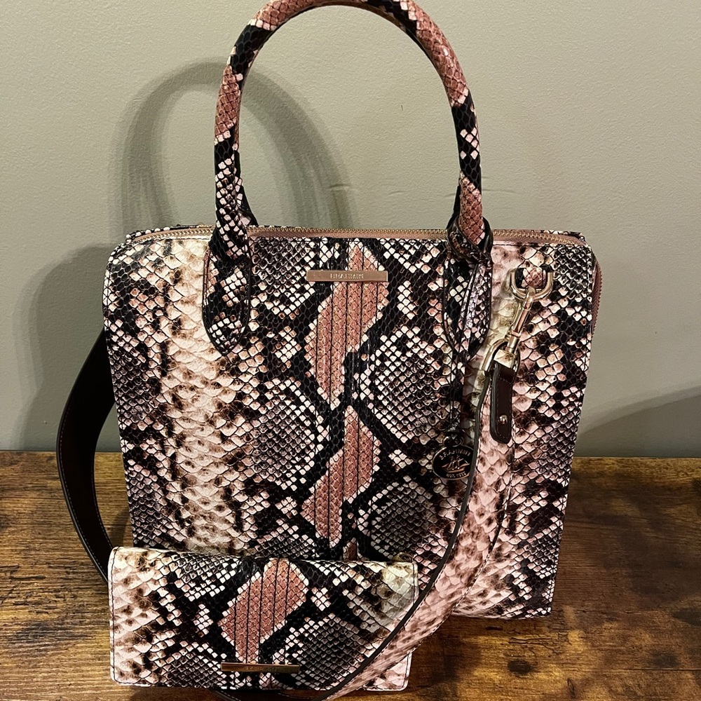Brahmin Tea Rose Evita Caroline and Addy wallet